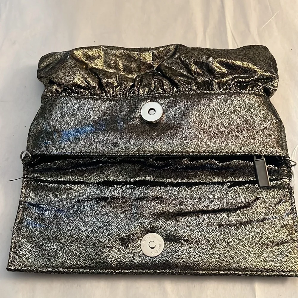 Pewter / rhinestone formal night flap pewter clutch‎ bag